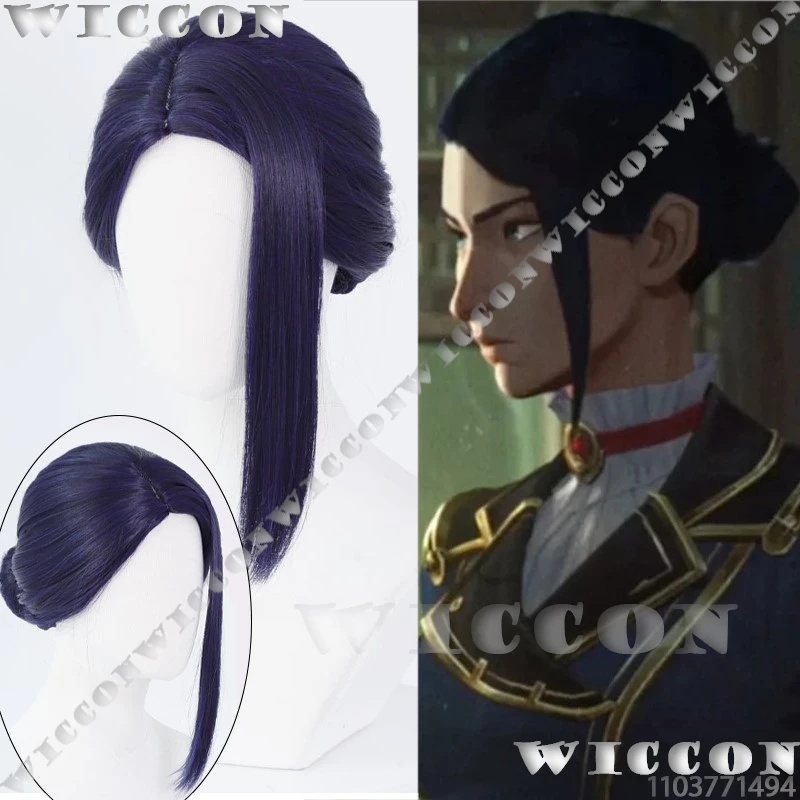 x;3,f6'b7\g,Caitlyn Kiramman A - Anime Cosplay Blue Hair 评论和价格